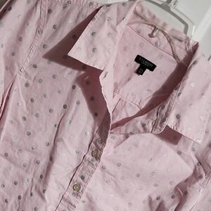 Talbots Button Down Pink with silver Polkadots 2X Petite